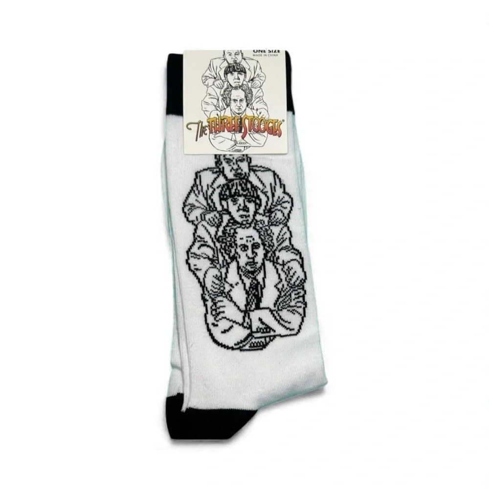 The Three Stooges White and Black Casual Novelty Socks